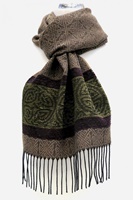 Calzeat Celtic Border Jacquard Scarf, Nordic Forest