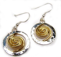 SPIRAL OF LIFE EARRINGS STERLING SILVER AND GOLD-L (2)