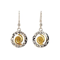 SPIRAL OF LIFE EARRINGS STERLING SILVER AND GOLD (2)