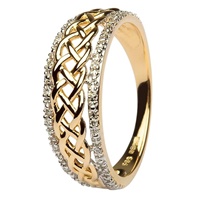 14K Yellow Gold Ladies Celtic Knot Diamond Ring