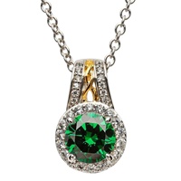 Celtic Halo Necklace with Green CZ