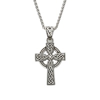 Sterling Silver Unisex Celtic Cross 03 with 20 Spiga Chain