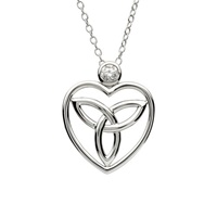 Sterling Silver Trinity Heart CZ Pendant