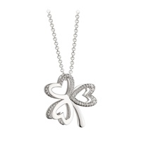 Sterling Silver CZ Shamrock Pendant on 20 Belecher Chain