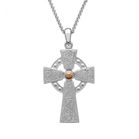 Silver and Rose Gold Plated Bead Large Celtic Warrior Cross