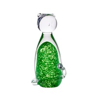 Irish Handmade Glass Irish Shamrock Crystal Cat