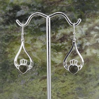 Connemara Marble and Sterling Silver Claddagh Earrings