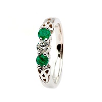 Celtic Engagement Ring - Diamond and Emerald Trini