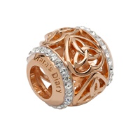 Sterling Silver TD Rose Gold Trinity Heart Bead Encrusted with Swarovski Crystal