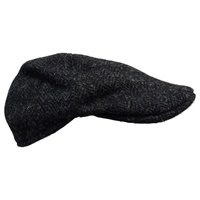 Hanna Hat Erin Cap Tweed, Black Herringbone