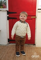 Hand Knitted Irish Merino Wool Baby Sweater Cardigan, Winter White (2)
