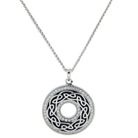 Sterling Silver Grey Enamel with CZ Window To the Soul Pendant