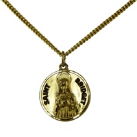 Saint Bridget Gold Plated Pendant, Medium Round