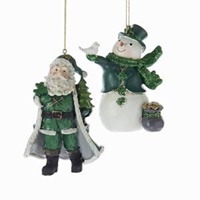 Irish Santa Ornament, Long Green Coat