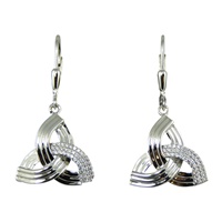 Sterling Silver Tri-Layered Trinity Knot Leverback Earrings