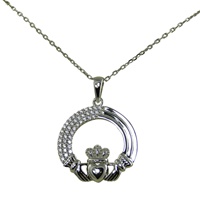 Sterling Silver Tri-Layered Claddagh Pendant