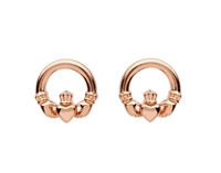 Sterling Silver Claddagh Rose Gold Plated Stud Earrings
