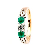 Celtic Engagement Ring - Diamond and Emerald Trini