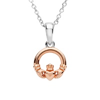 Sterling Silver Rose Gold Plated Claddagh Pendant