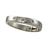 14K White Gold Tri Diamond Ring