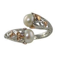 Anu Sterling Silver Pearl and Rose Gold Trinity Knot Ring