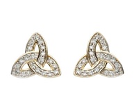 14K Yellow Gold Trinity Stud Earrings with Diamond Set