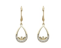 14K Yellow Gold Diamond Set Claddagh Teardrop Earrings