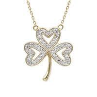 14K Yellow Gold Diamond Set Shamrock Pendant