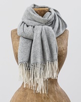 Cashmere Wool Sandymount Scarf, White/Grey