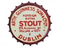 Guinness Red Vintage Metal Bottle Cap Sign