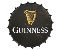 Guinness Black Harp Metal Bottle Cap Sign