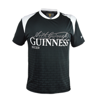 Guinness Black and White Soccer Jersey with Arthur Guinness Signature Sublimated Print