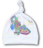 Book of Kells Peacock Baby Hat, Purple and White (2)