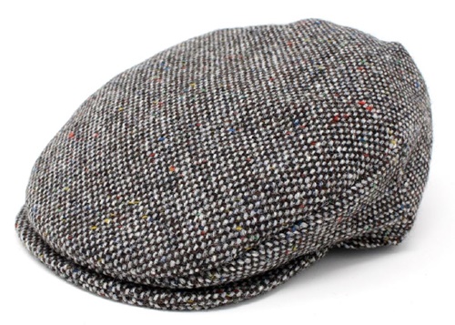 Hanna Vintage Snap Flat Cap Grey Fleck at eIrish