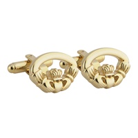 Gold Plated Mans Cuff Link Oval Claddagh