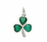 Sterling Silver Green CZ Shamrock Pendant