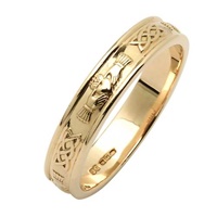 Gents Narrow Corrib Claddagh Wedding Band