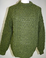Handloomed Traditional Irish Crew Neck Spring Green Sweater