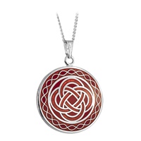 Book of Kells Red Enamel Celtic Knot Pendant