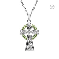 Platinum Plated Cross Peridot Pendant