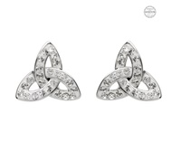 Platinum Plate White Trinity Earrings with Swarovski Crystals