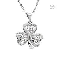 Platinum Plated White Shamrock Pendant