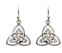 Shanore Sterling Silver CZ Trinity Knot Earrings