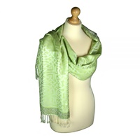 Dalkey Celtic Woven Pashmina Scarf, Raspberry & Green