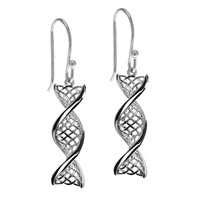 Celtic DNA Sterling Silver Earrings with Rhodium Plating