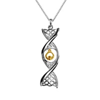 Sterling Silver Necklace with Yellow Gold Plate Claddagh with 18/20 Chain