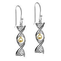Sterling Silver Earrings with Yellow Gold Plated Claddagh