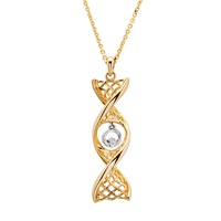 Celtic DNA 14K Yellow Gold Pendant with White Gold Claddagh with 18 Chain