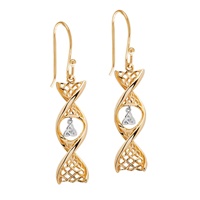 14K Yellow Gold Earrings with White Gold Trinity Knot
