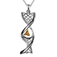 Sterling Silver Pendant with Yellow Gold Plated Trinity Knot with 18/20 Chain